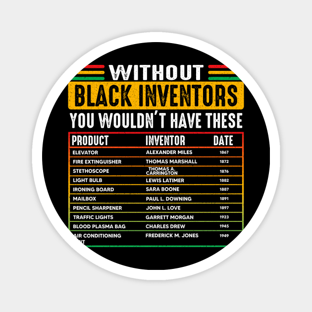 History Of Forgotten Black Inventors - Black History Month Magnet by notsleepyart